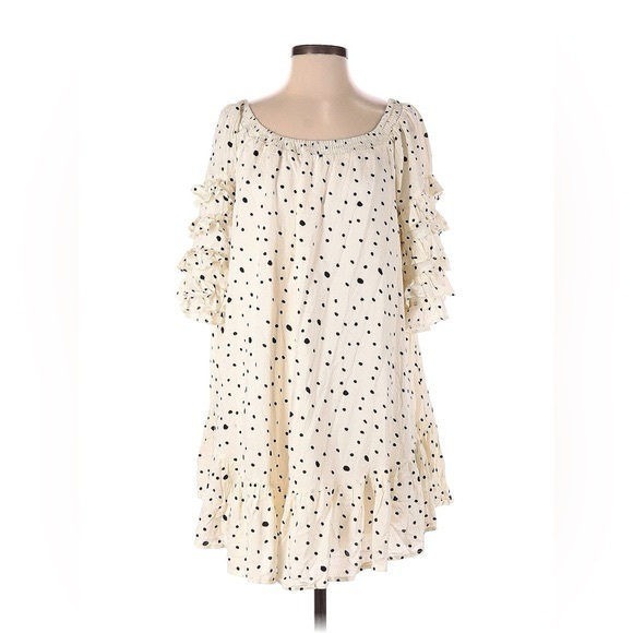 Vici Off The Shoulder Dotted Ruffle Detail Mini Dress - Picture 5 of 10
